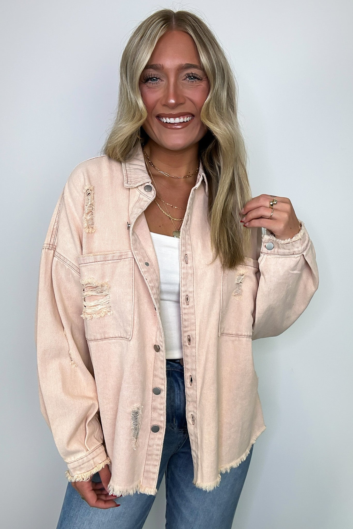  Wynn Oversized Distressed Denim Jacket - Madison and Mallory