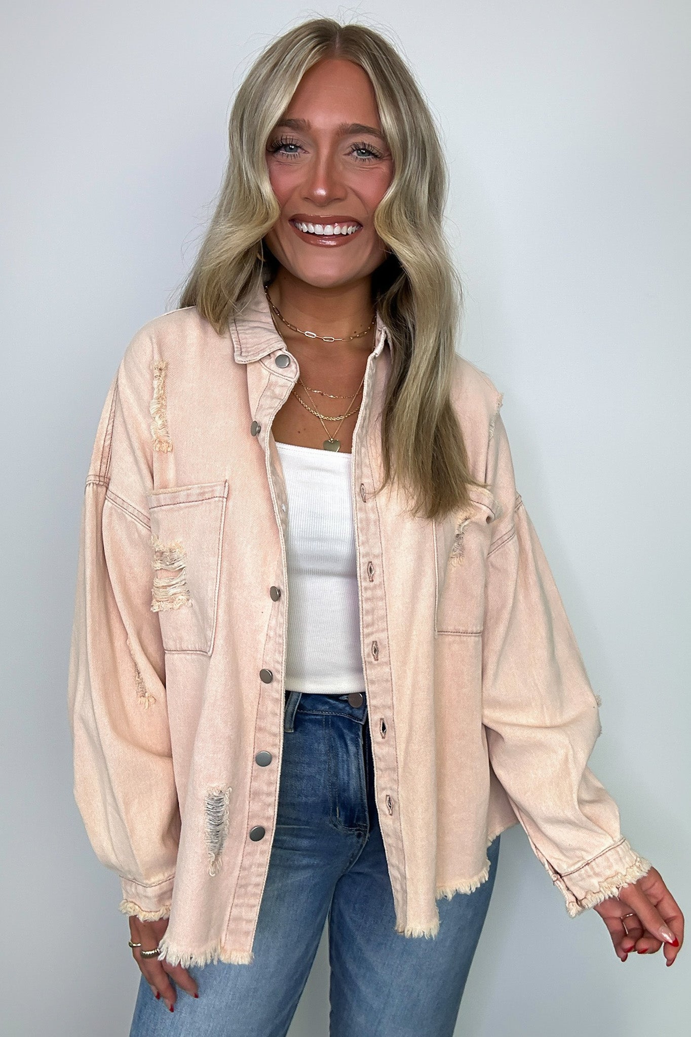  Wynn Oversized Distressed Denim Jacket - Madison and Mallory