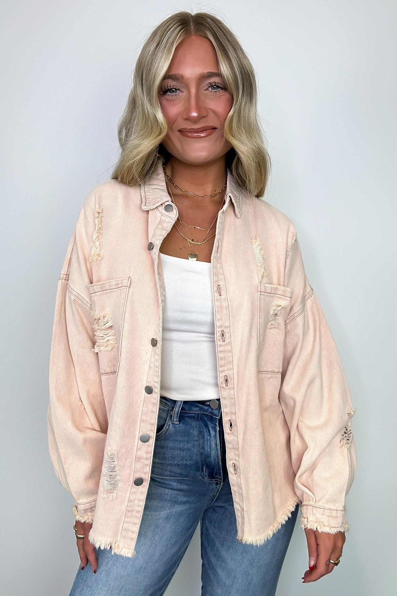  Wynn Oversized Distressed Denim Jacket - Madison and Mallory