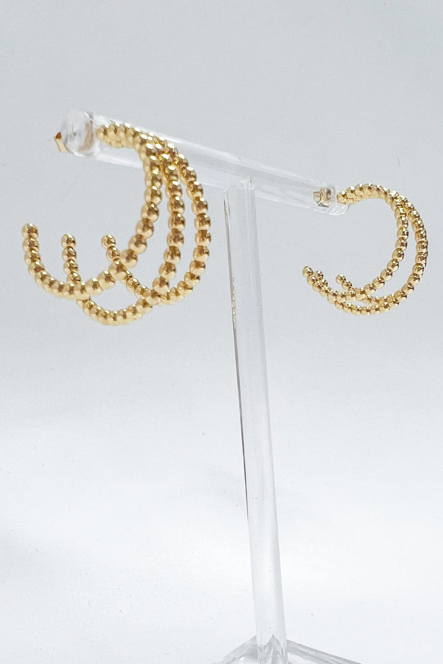 Gold Yorklyn Triple Row Ball Hoop Earrings - Madison and Mallory
