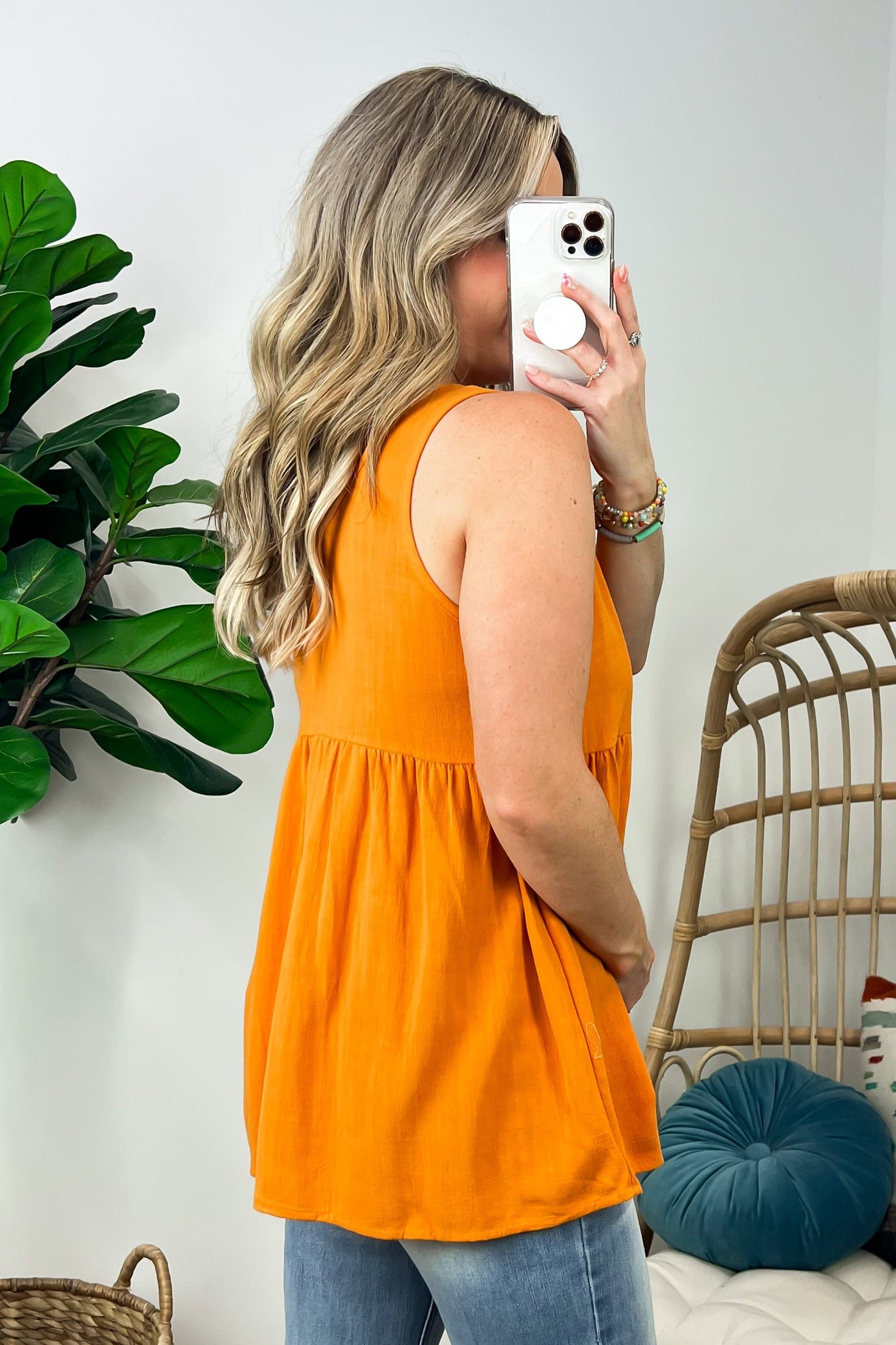  You First Button Detail Peplum Tank Top - FINAL SALE - Madison and Mallory