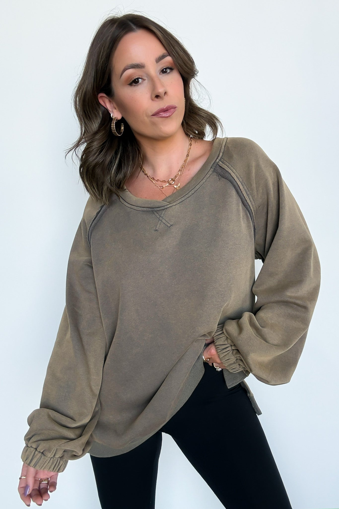 Rust Charcoal / S Zadie Cross Back Vintage Wash Pullover - Madison and Mallory