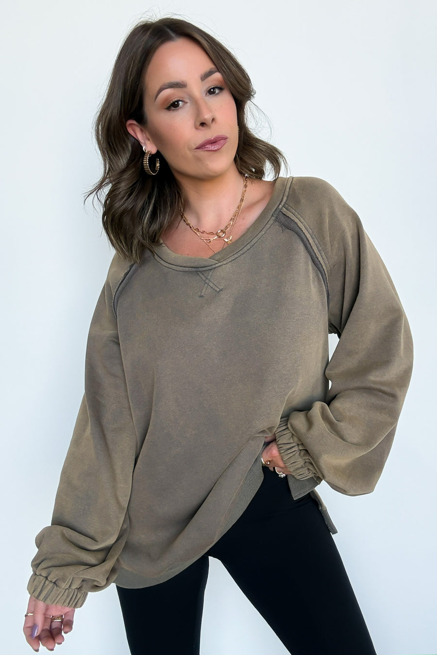 Rust Charcoal / S Zadie Cross Back Vintage Wash Pullover - Madison and Mallory