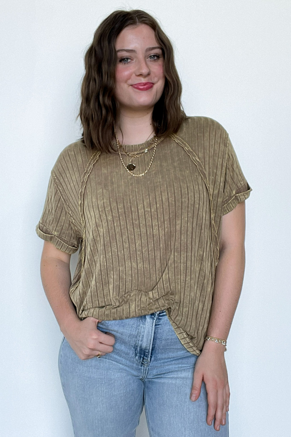 Mocha / SM Zandrah Ribbed Raglan Knit Top - BACK IN STOCK - Madison and Mallory