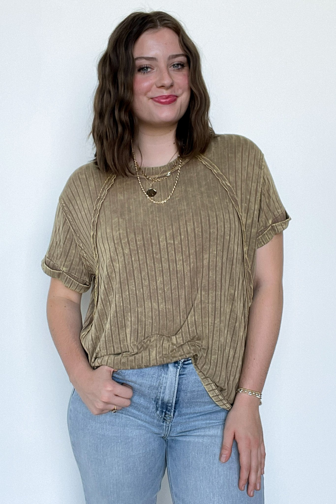 Mocha / SM Zandrah Ribbed Raglan Knit Top - BACK IN STOCK - Madison and Mallory