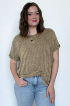 Mocha / SM Zandrah Ribbed Raglan Knit Top - BACK IN STOCK - Madison and Mallory