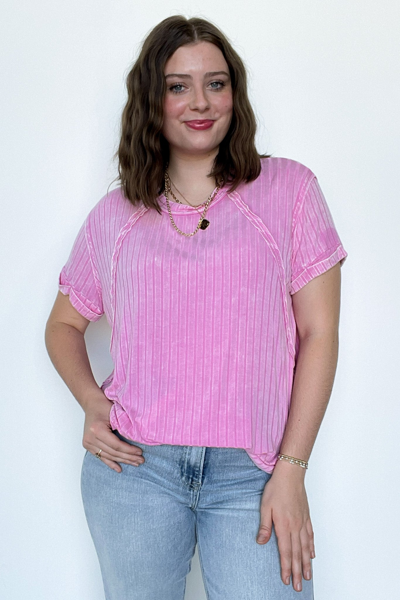 Candy Pink / SM Zandrah Ribbed Raglan Knit Top - BACK IN STOCK - Madison and Mallory