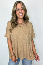 Dark Brush / SM Zen Zone Oversized Semi-Sheer Knit Pocket Top - Madison and Mallory