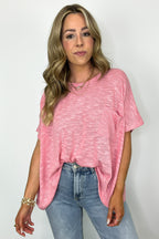 Dark Pink / SM Zen Zone Oversized Semi-Sheer Knit Pocket Top - Madison and Mallory