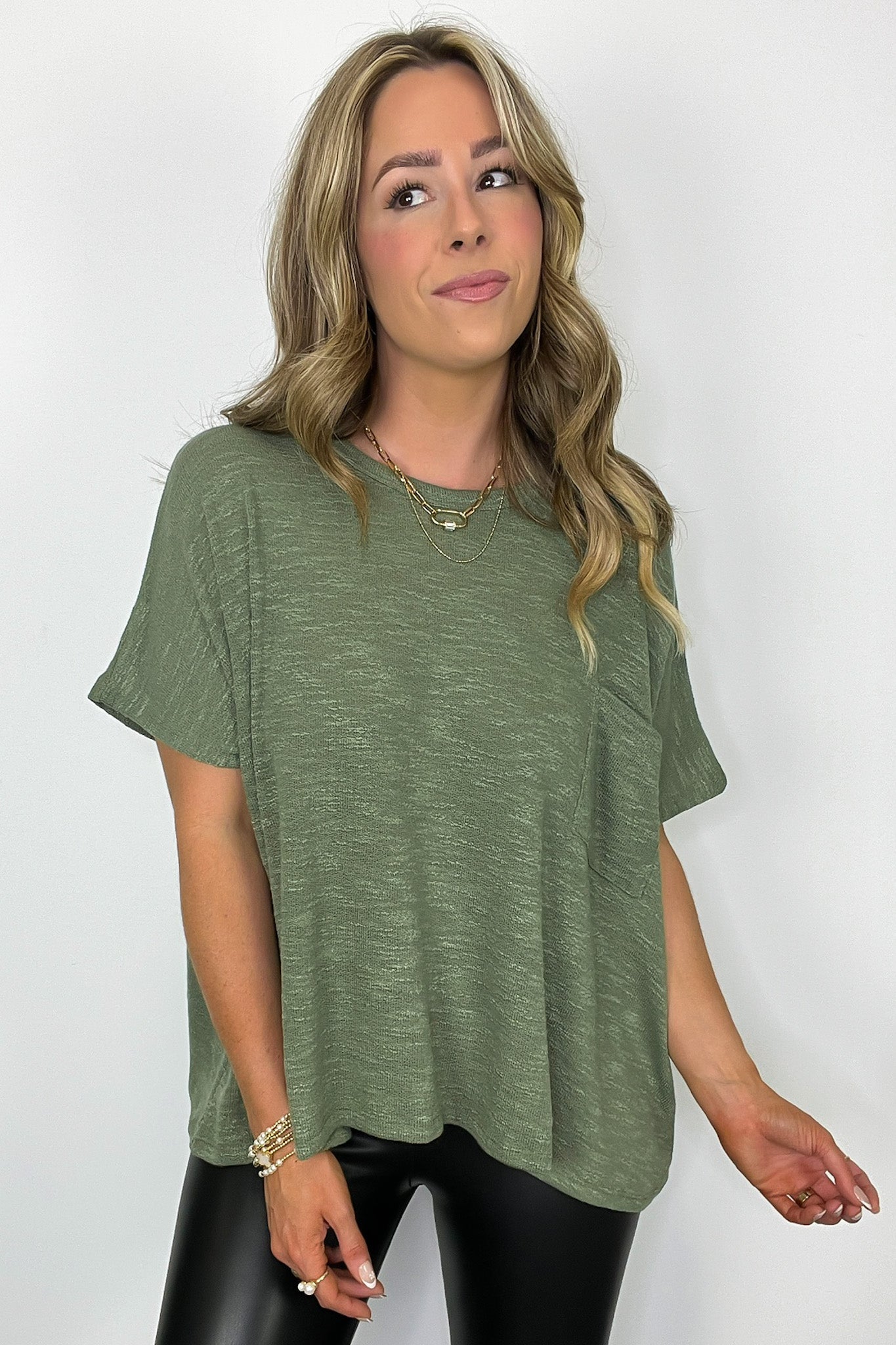 Light Olive / SM Zen Zone Oversized Knit Pocket Top - BACK IN STOCK - Madison and Mallory