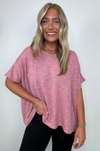 Zen Zone Oversized Semi-Sheer Knit Pocket Top - Madison and Mallory