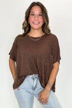 Zen Zone Oversized Semi-Sheer Knit Pocket Top - BACK IN STOCK