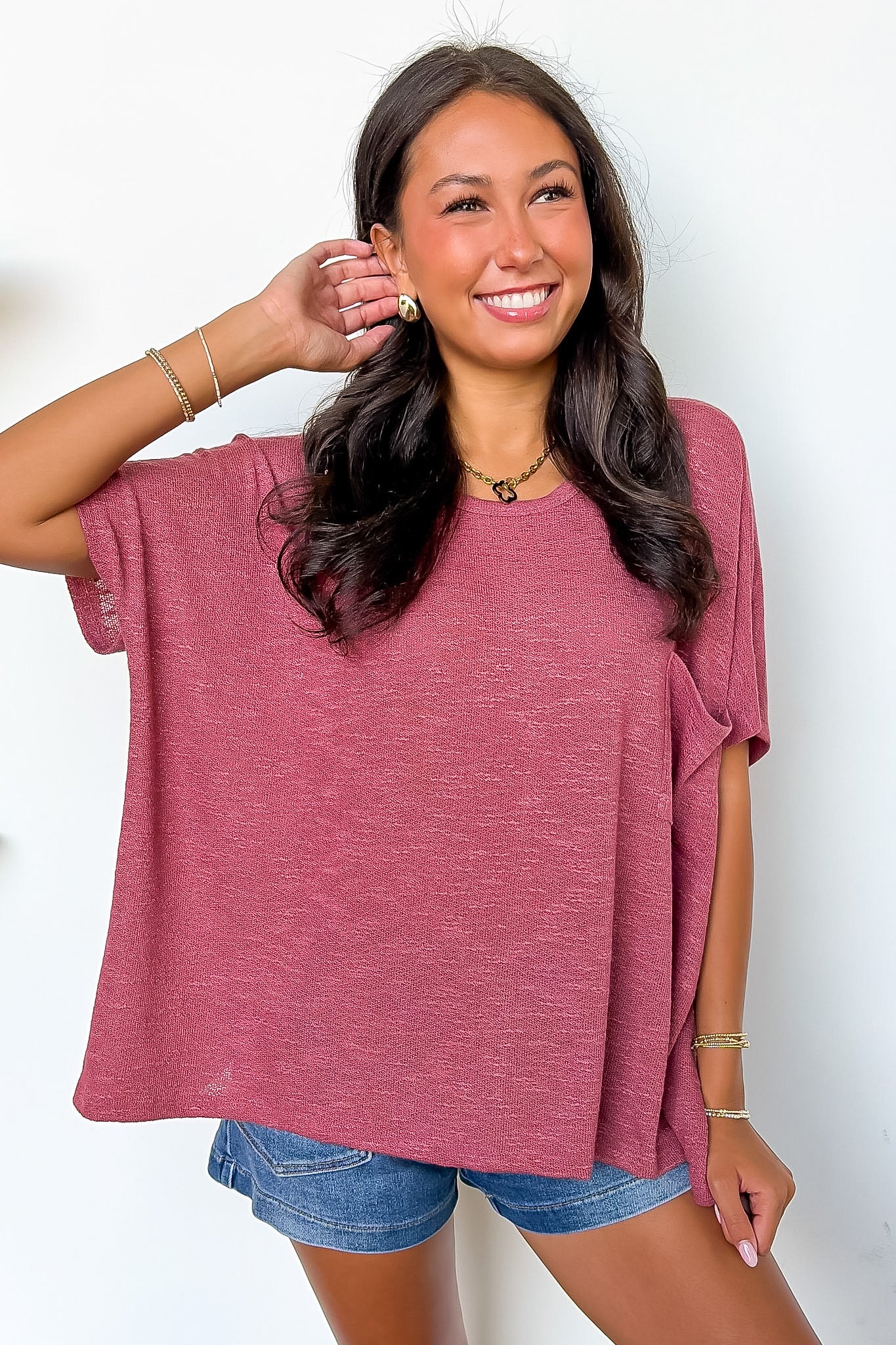 Zen Zone Oversized Lightweight Knit Pocket Top - BACK IN STOCK