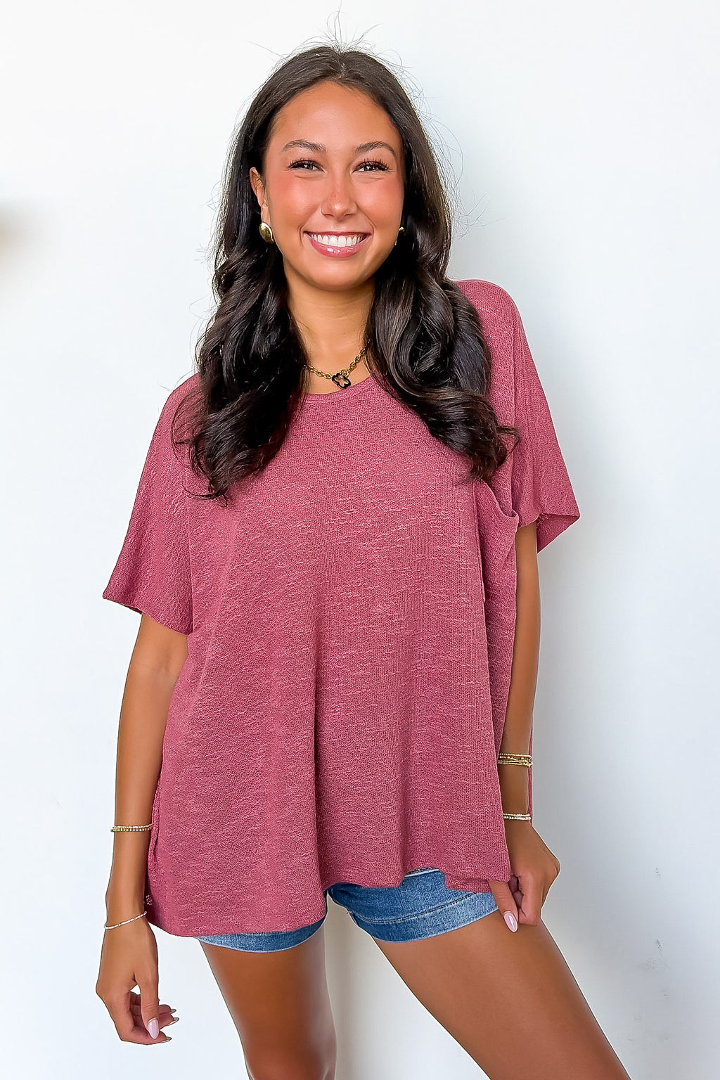 Zen Zone Oversized Semi-Sheer Knit Pocket Top