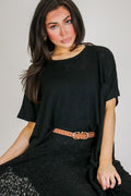 Zen Zone Oversized Semi-Sheer Knit Pocket Top