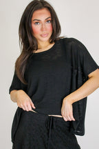 Zen Zone Oversized Semi-Sheer Knit Pocket Top