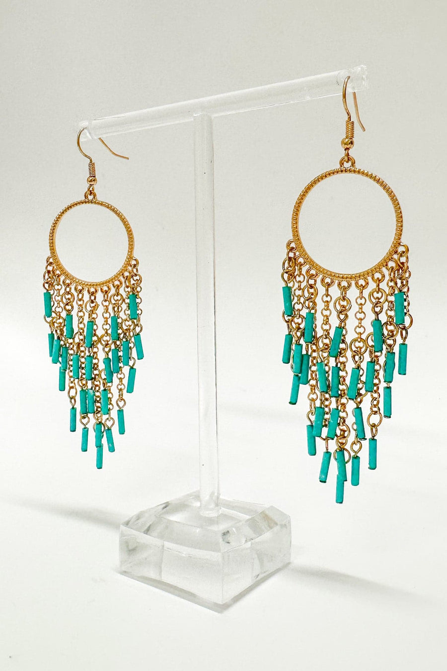 Turquoise Zephyra Tassel Drop Earrings - Madison and Mallory