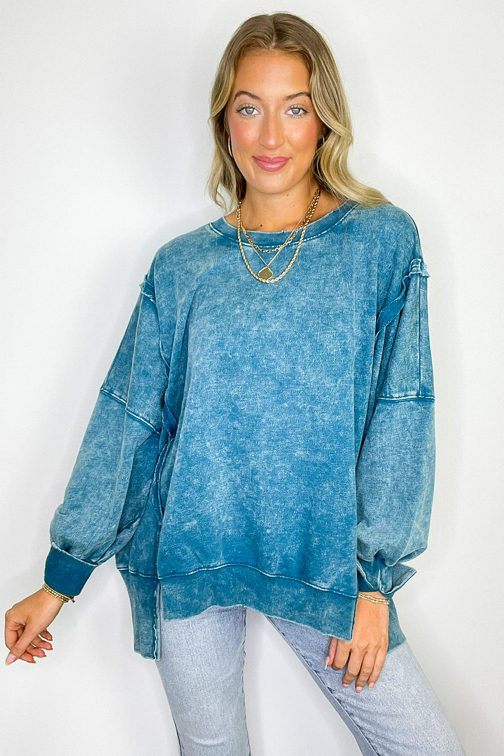 August Glow Acid Wash Pullover