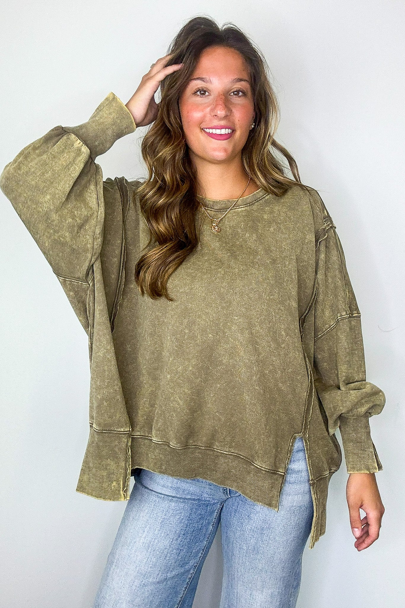 August Glow Acid Wash Pullover - BACK IN STOCK - Madison and Mallory