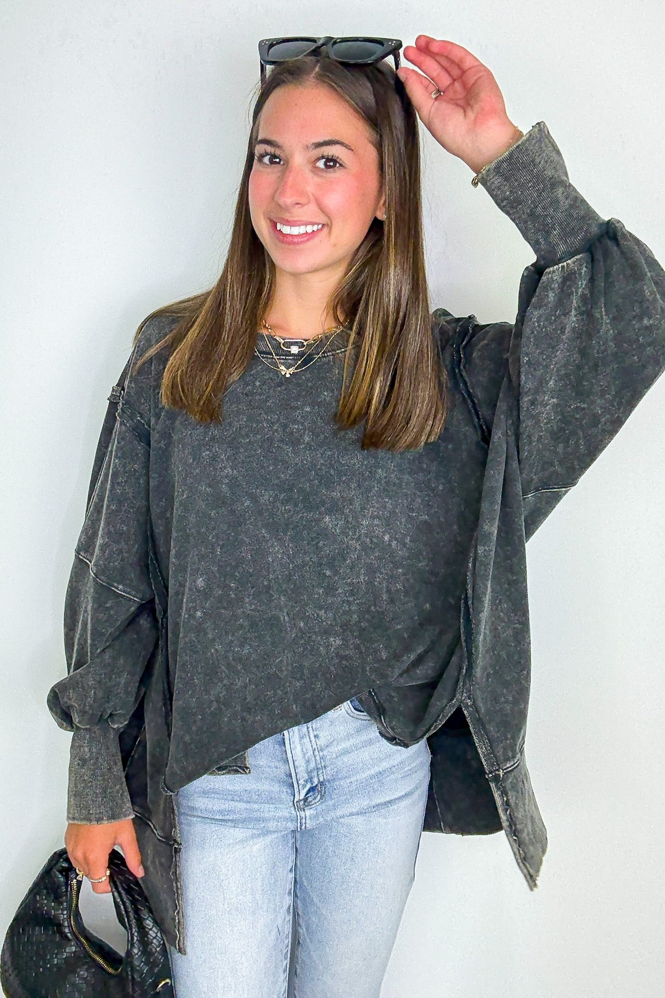 August Glow Acid Wash Pullover - BACK IN STOCK - Madison and Mallory