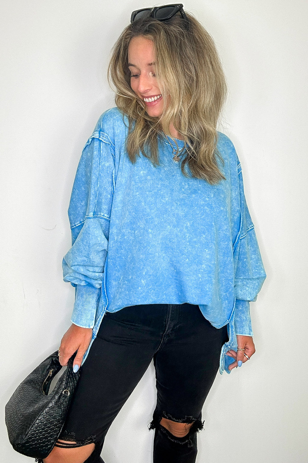 August Glow Acid Wash Pullover - BACK IN STOCK - Madison and Mallory