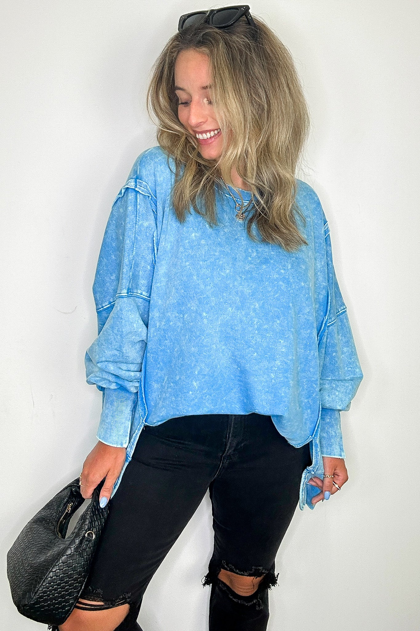 August Glow Acid Wash Pullover - BACK IN STOCK - Madison and Mallory