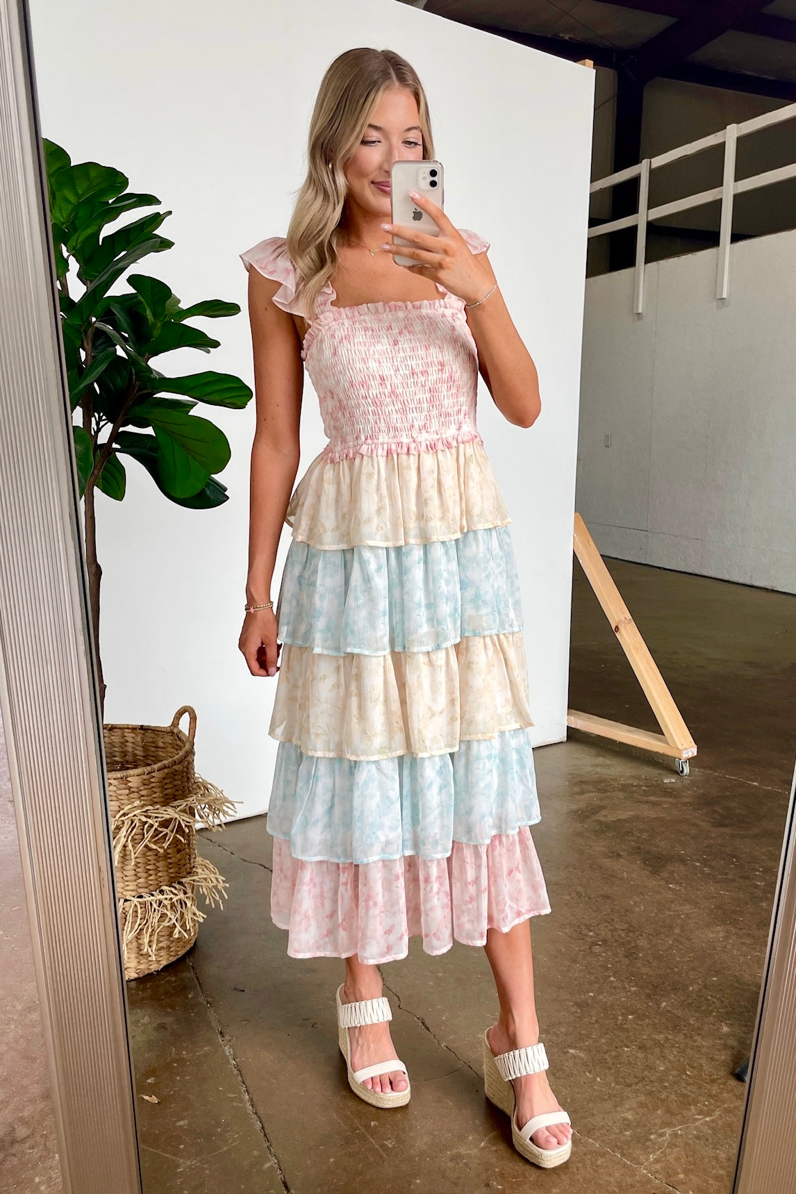 Coveted Sweetness Two Tone Tiered Smocked Dress - Madison and Mallory
