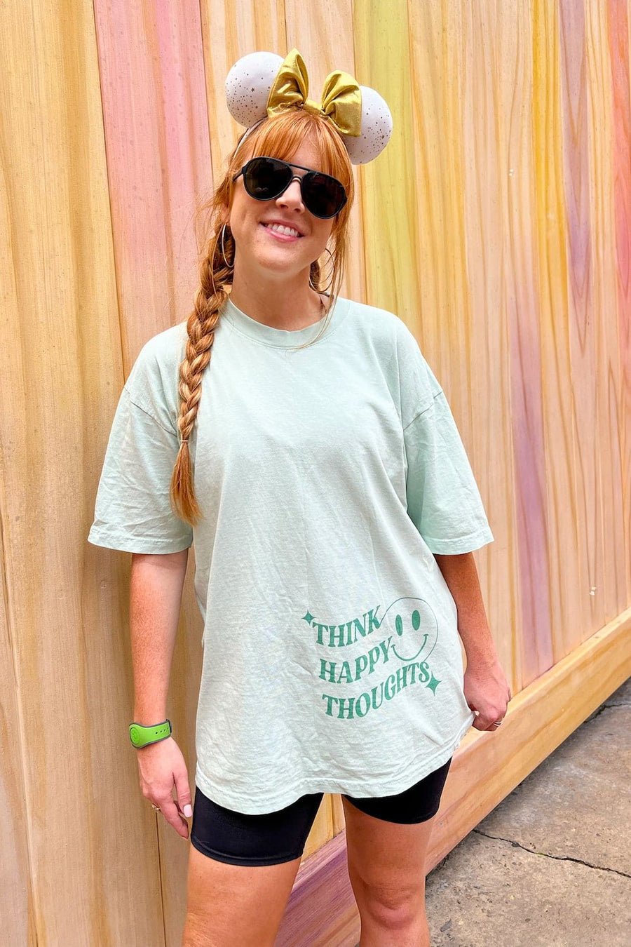  Think Happy Thoughts Oversized Graphic Tee - Madison and Mallory