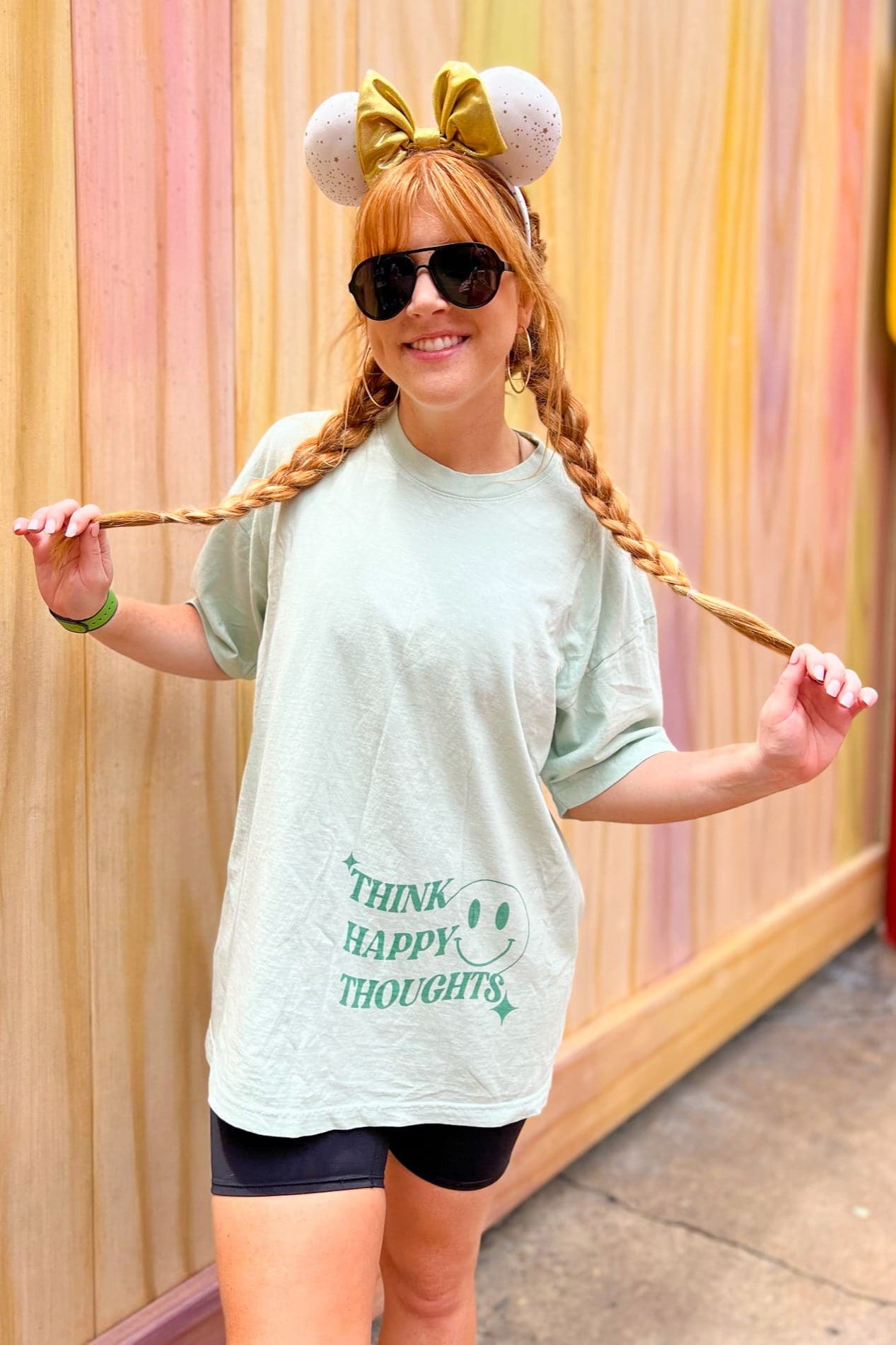  Think Happy Thoughts Oversized Graphic Tee - Madison and Mallory