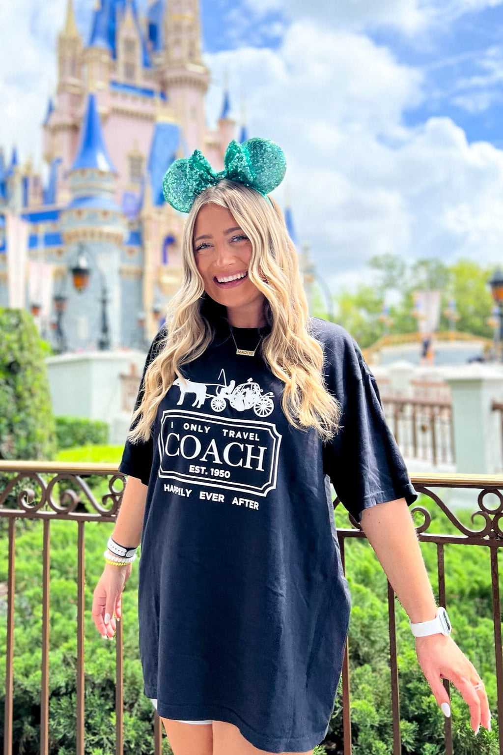 I Only Travel Coach Oversized Graphic Tee - FINAL SALE - Madison and Mallory