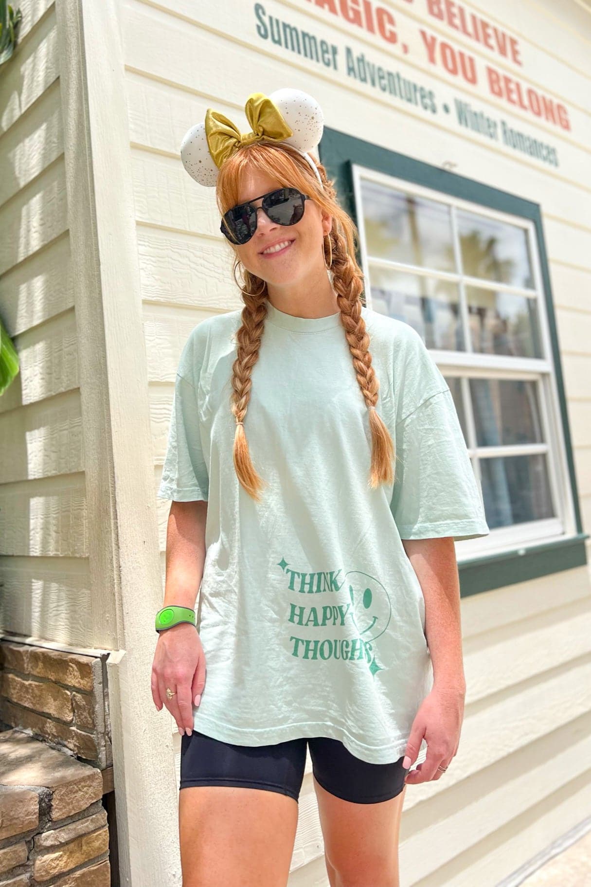  Think Happy Thoughts Oversized Graphic Tee - Madison and Mallory