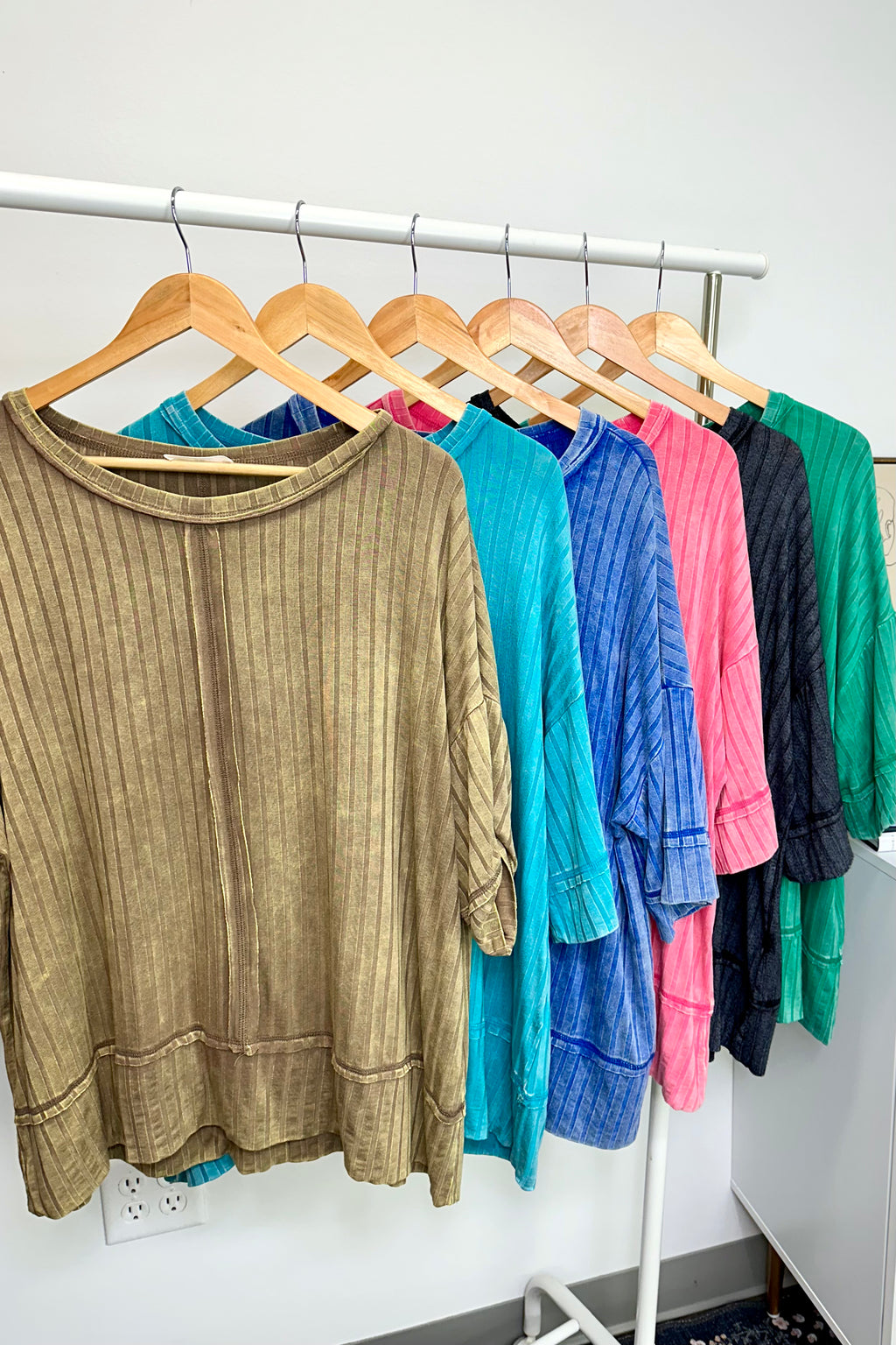  Katerinah Ribbed Drop Shoulder Top - BACK IN STOCK - Madison and Mallory