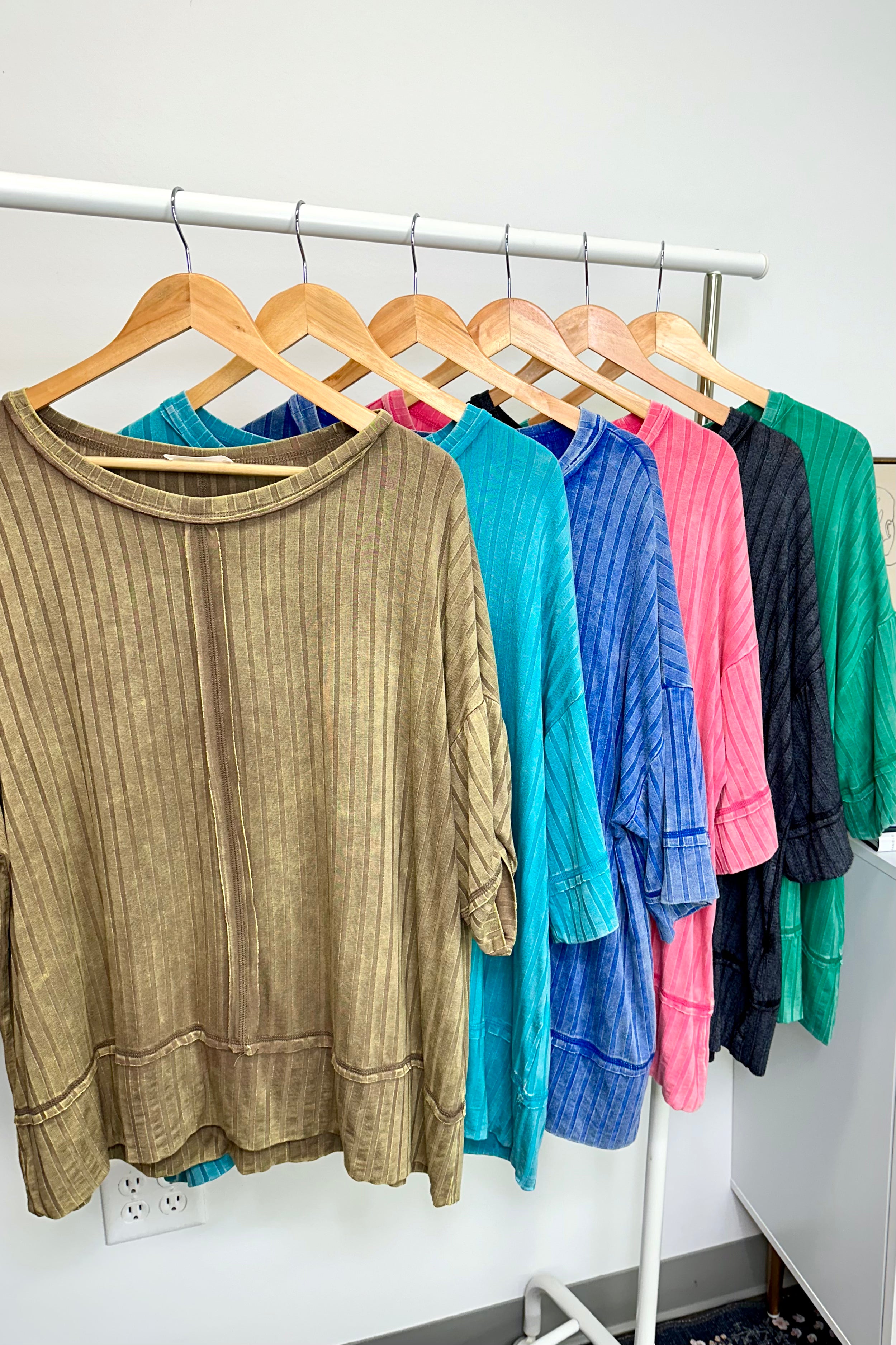  Katerinah Ribbed Drop Shoulder Top - BACK IN STOCK - Madison and Mallory