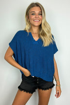  Necessary Charm V-Neck Side Slit Knit Top - BACK IN STOCK - Madison and Mallory