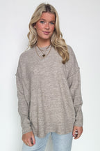 Heather Mocha / SM Soft Horizon High Low Hem Pocket Sweater - BACK IN STOCK - Madison and Mallory