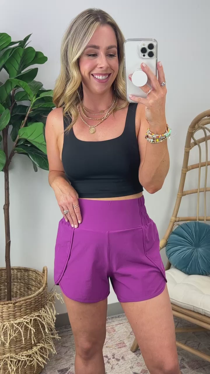 Galiot Smocked High Waist Scalloped Active Shorts - FINAL SALE - Madison and Mallory