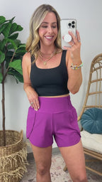 Galiot Smocked High Waist Scalloped Active Shorts - FINAL SALE - Madison and Mallory