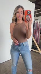 Delphina Ribbed High Neck Tank Top - FINAL SALE - Madison and Mallory