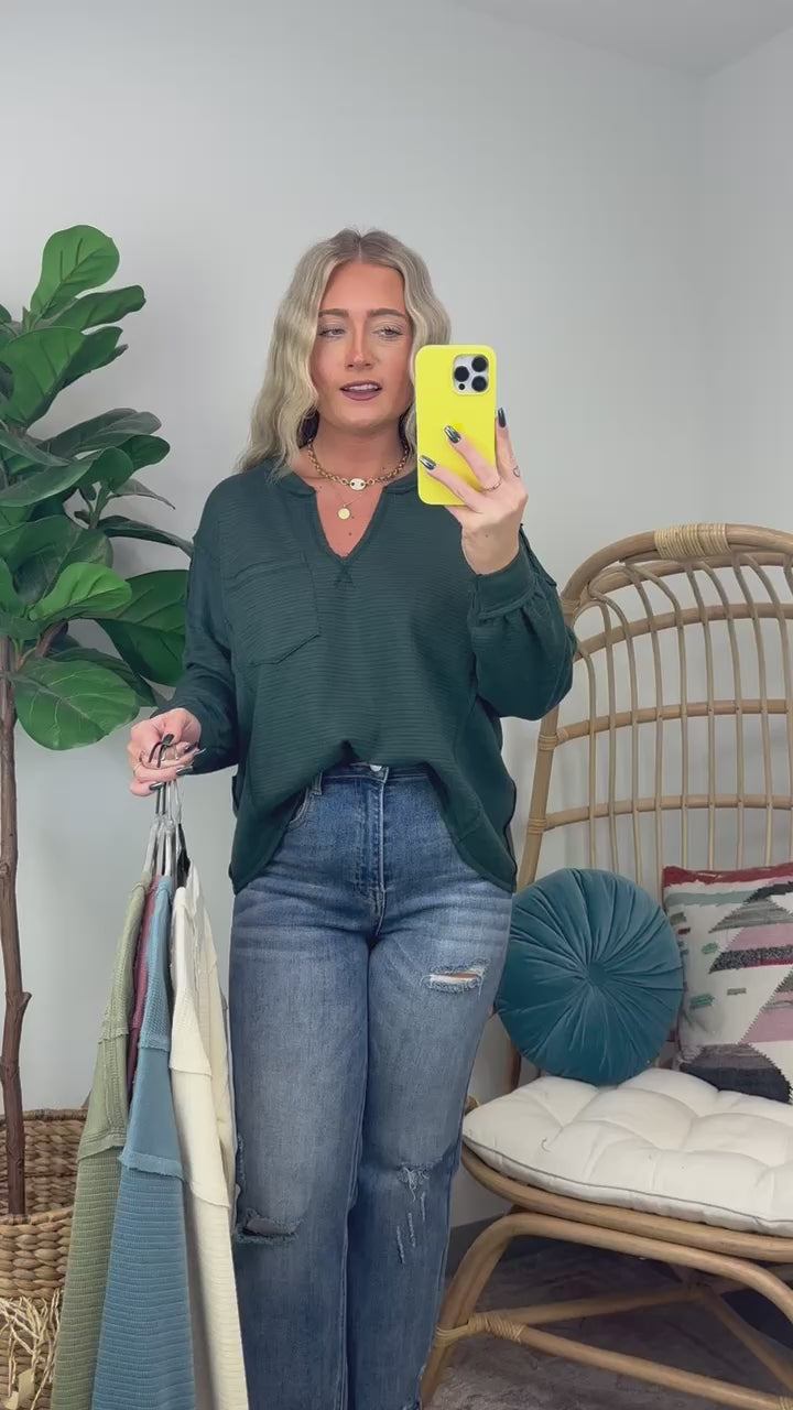 Swinton Split V-Neck Knit Top - FINAL SALE - Madison and Mallory