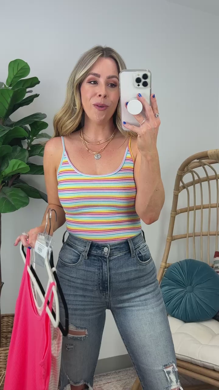 Debby Striped Ribbed Bodysuit - FINAL SALE - Madison and Mallory