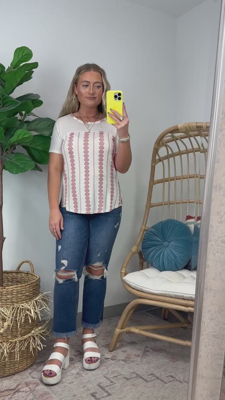 Cymbelline Geometric Print Contrast Top - FINAL SALE - Madison and Mallory