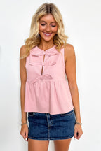 Ribbon Romance Bow Detail Peplum Top - Madison and Mallory