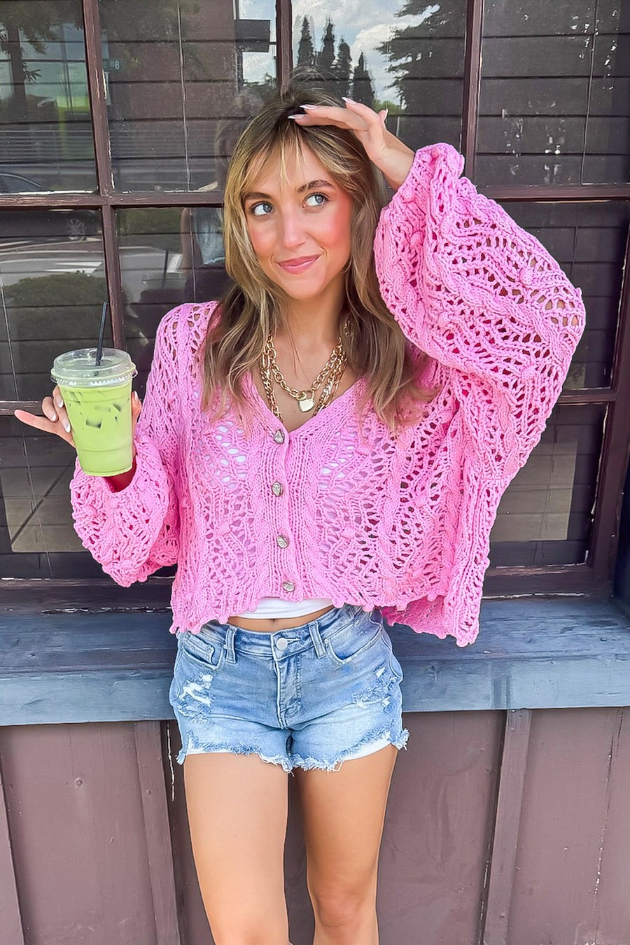Sena Oversized Crochet Cardigan