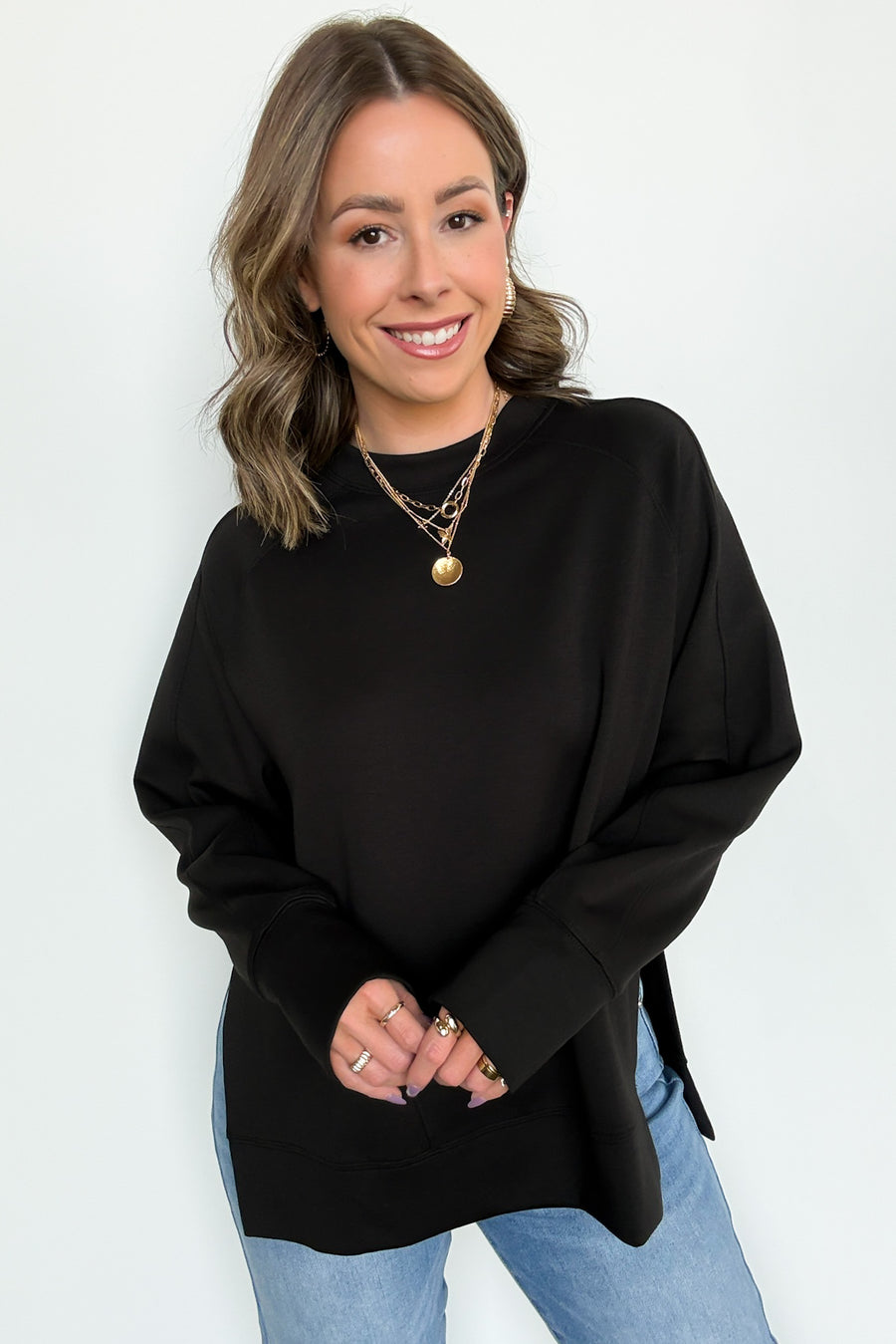 Julien Scuba Knit Side Slit Pullover - FINAL SALE - Madison and Mallory