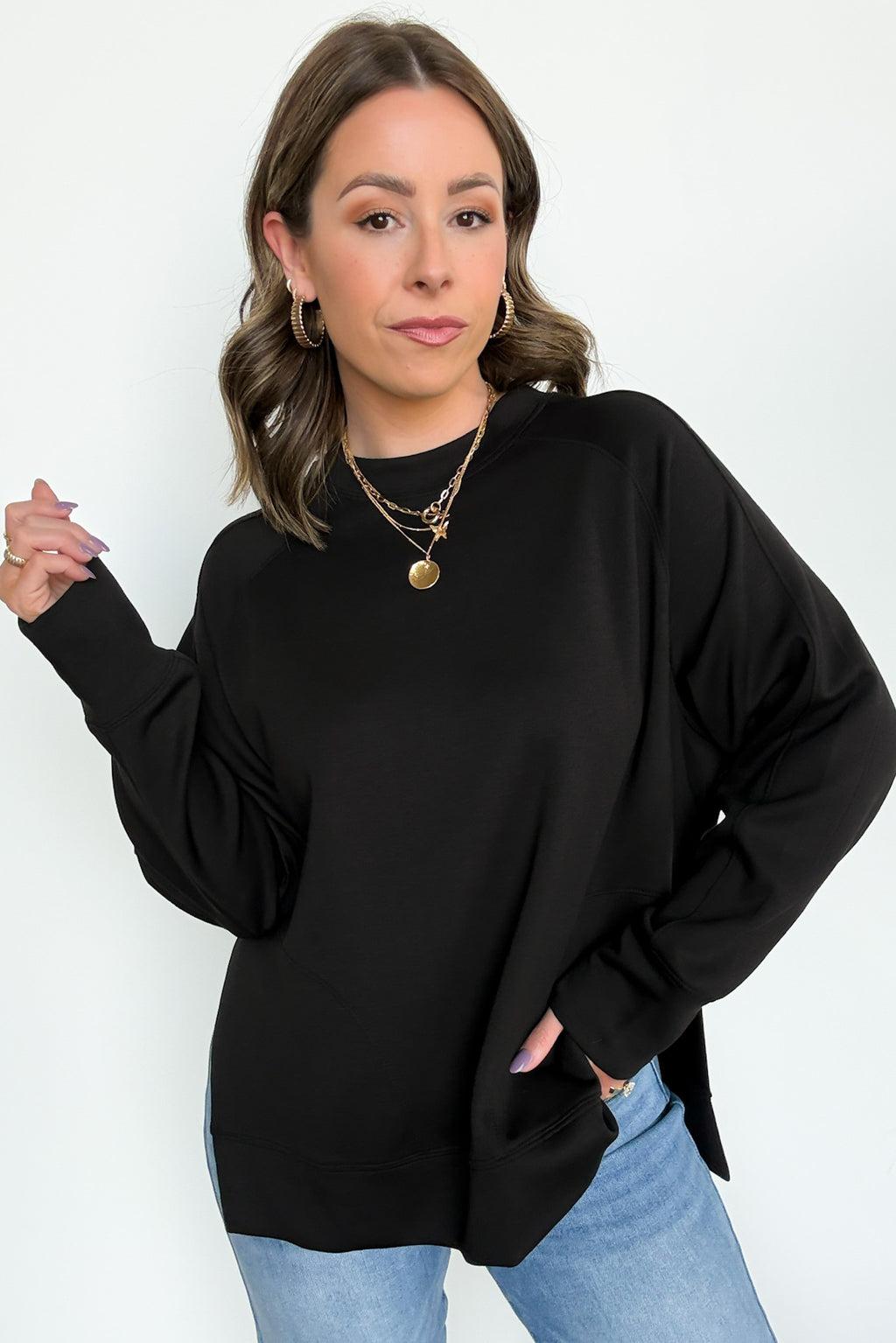 Julien Knit Side Slit Pullover - FINAL SALE - Madison and Mallory