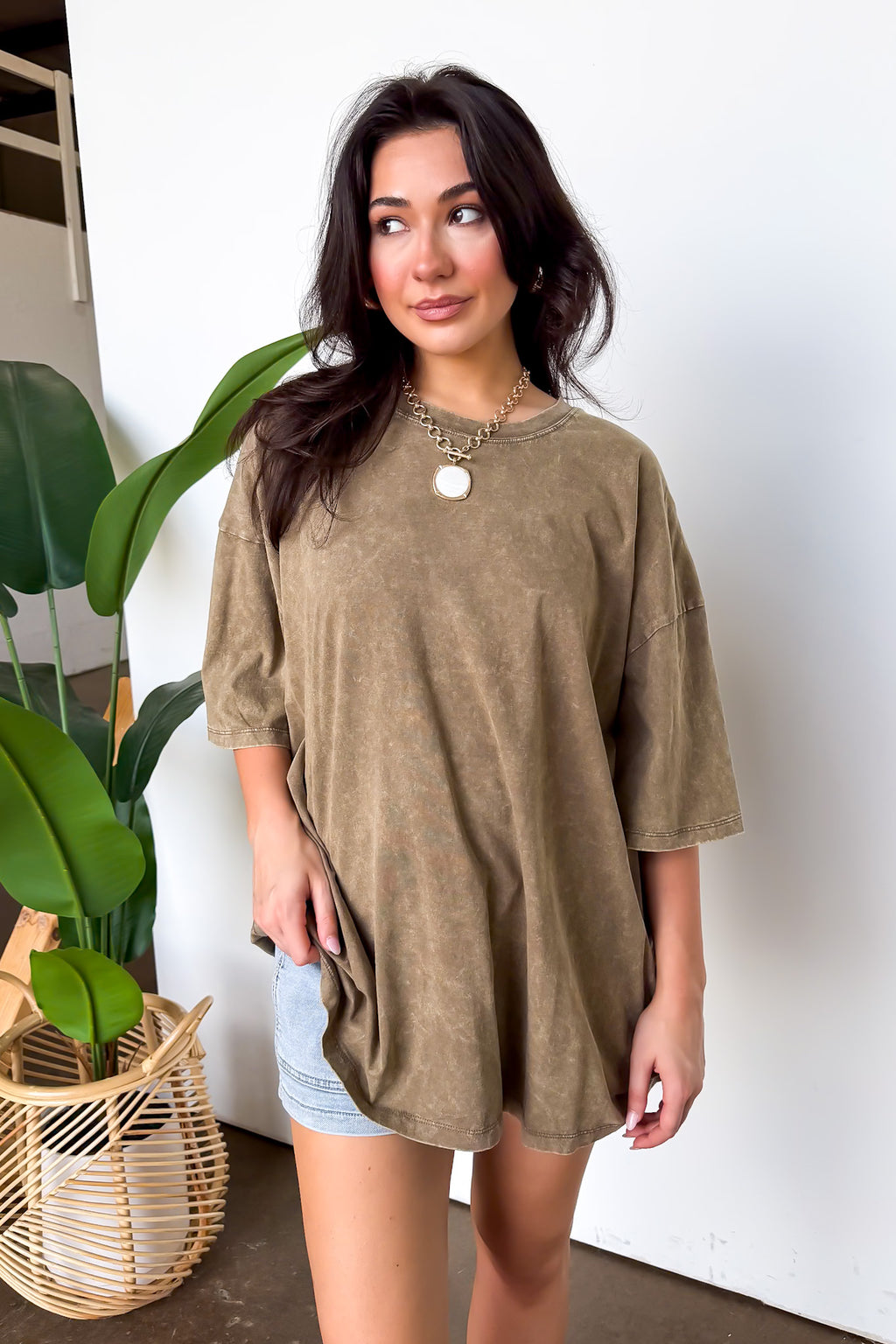Weekend Awaits Mineral Wash Oversized Top