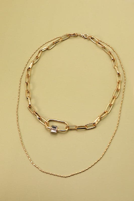  Icon Living Chain Link Carabine Rhinestone Layered Necklace - BACK IN STOCK - Madison and Mallory