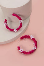  All About Sunshine Seed Bead Floral Hoop Earrings - FINAL SALE - Madison and Mallory
