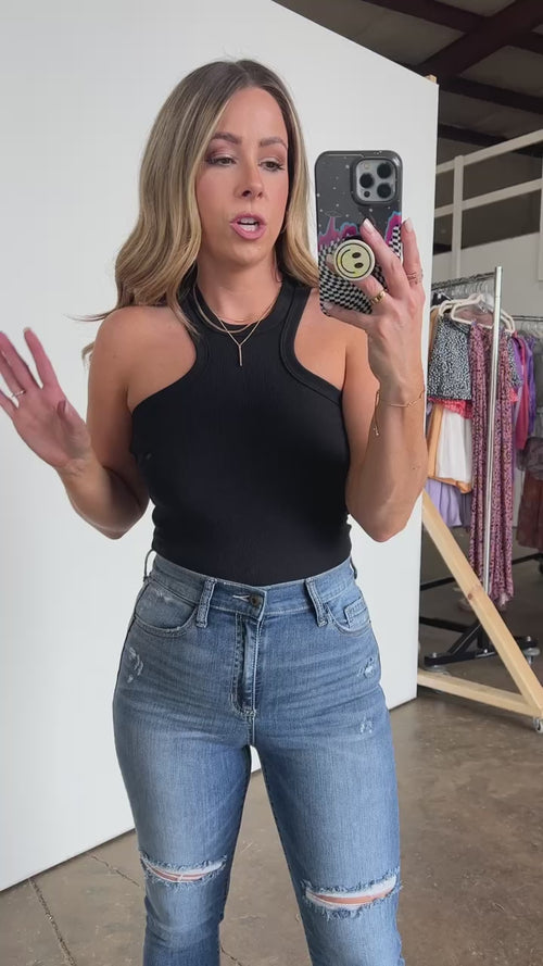 Anzah High Neck Racerback Tank Top - FINAL SALE - Madison and Mallory