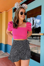 Black / S Irresistible Effect Dot Ruffle Wrap Skort - FINAL SALE - Madison and Mallory
